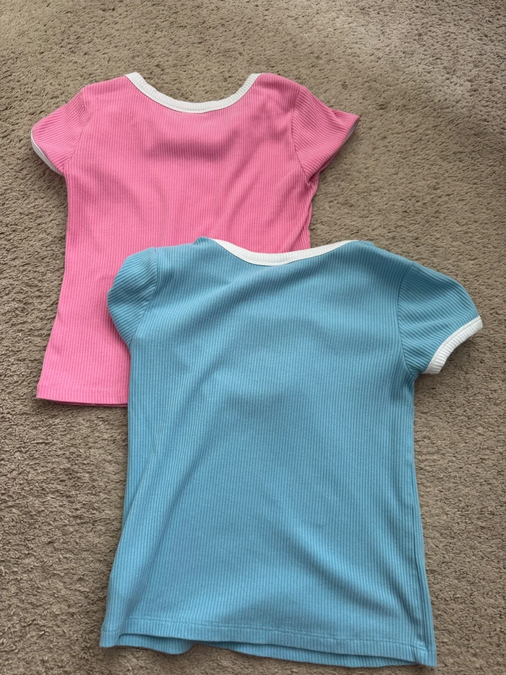 Old Navy Pink & Blue Ribbed Ringer Kids Tee Duo